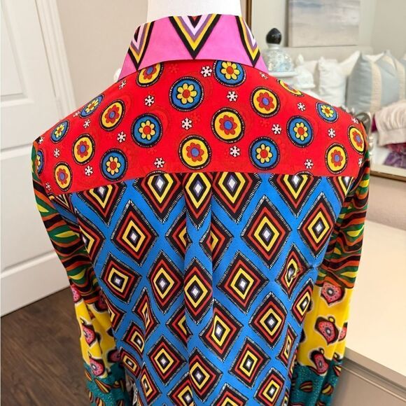 ALICE + OLIVIA Carla Kranendonk Willa Patchwork Silk Blouse - Picture 5 of 6